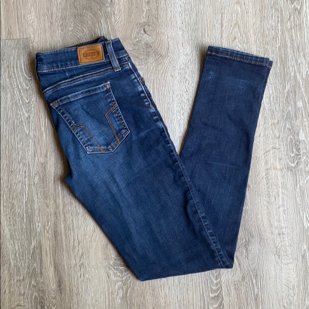 Fossil Blue Mid Rise Skinny Jeans